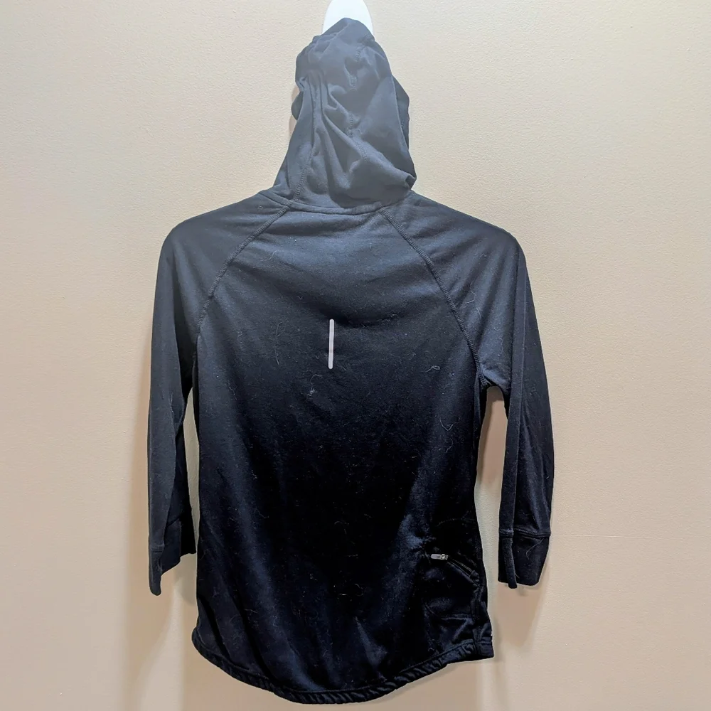 Nike Black Quarter-Zip Hooded 3/4 Sleeve T-shirt Medium